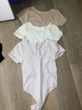 Gypsy + jade courdaroy  Light Pink , white, and tan Ribbed Bodysuit